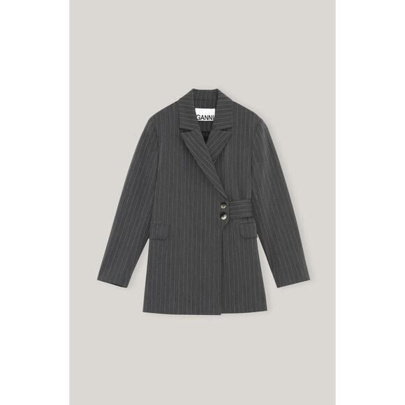 GANNI Recycled Stretch Relaxed Blazer - 36/S - Phantom Stripe - Picture 1 of 4